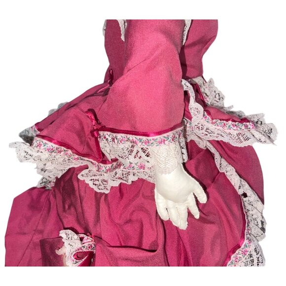 Victorian Porcelain Doll With Pink Lace Dress & Blonde Curls - Picture 13 of 16